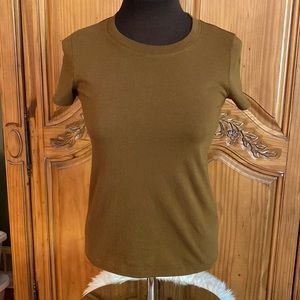 Madewell lighter brown, short sleeve T-shirt.
